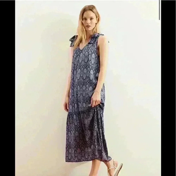 Banana Republic Tie-Shoulder Drop Waist Midi Dress - Picture 1 of 7